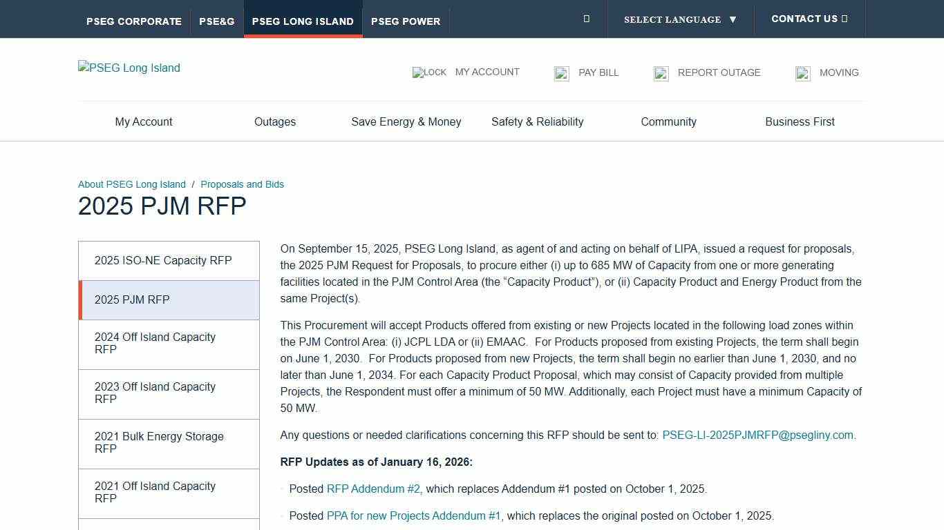 2025 PJM RFP - PSEG Long Island